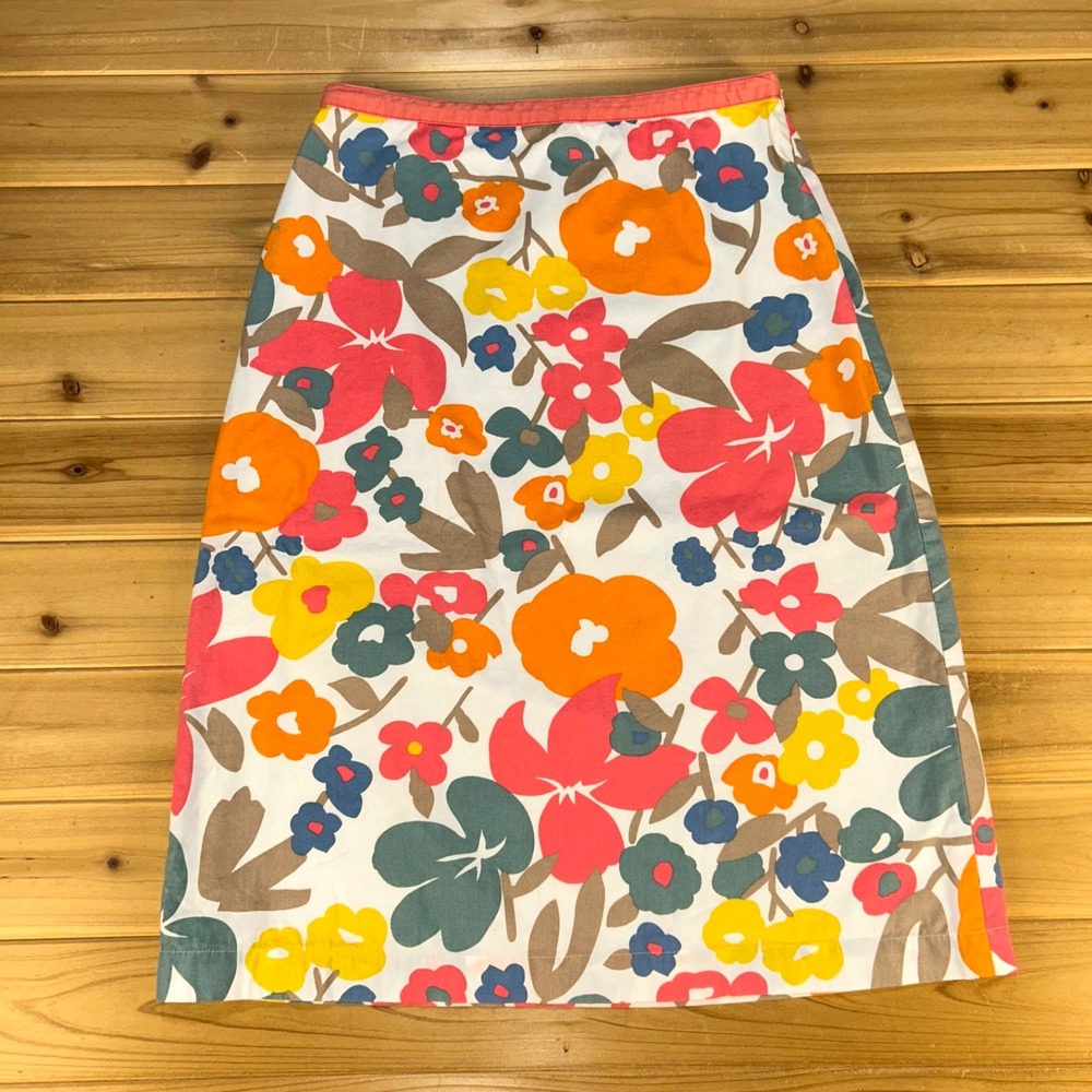 Boden Skirt Womens Large Multicolor Floral Cotton A Line Knee Length Skirt